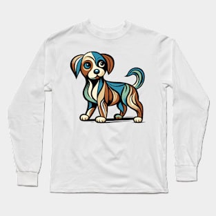 Pop art dog illustration. cubism illustration of a dog Long Sleeve T-Shirt